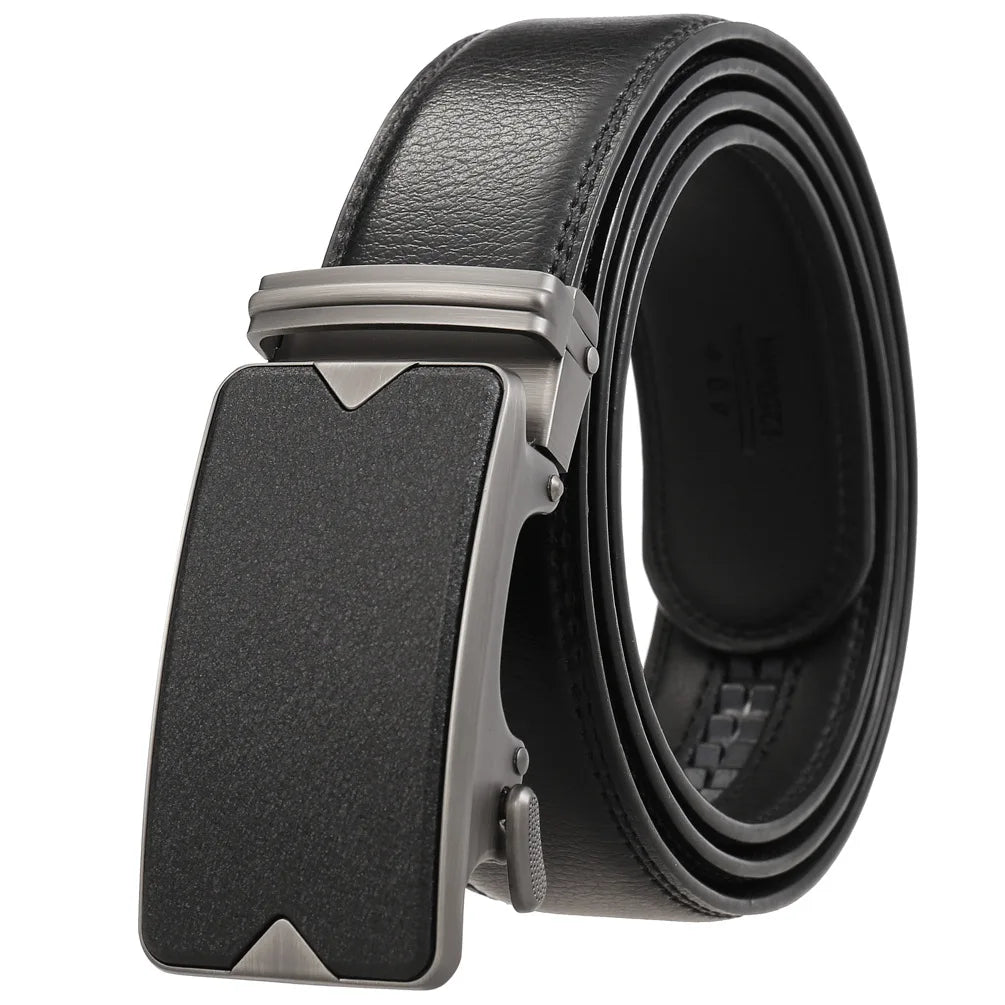 HKM-758931 Men's Casual Leather Belt with Multi-style Two-layer Buckle - Model LY36-000010-1