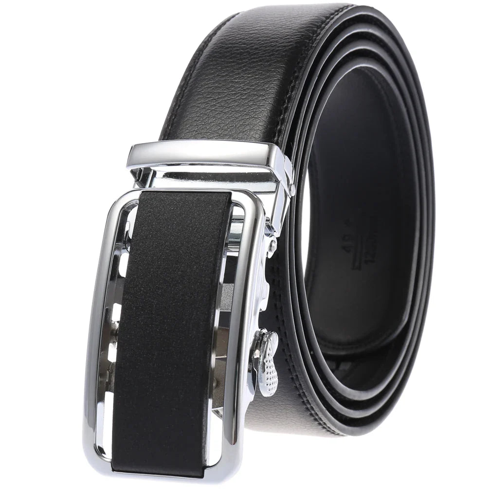 HKM-758931 Men's Casual Leather Belt with Multi-style Two-layer Buckle - Model LY36-000010-1
