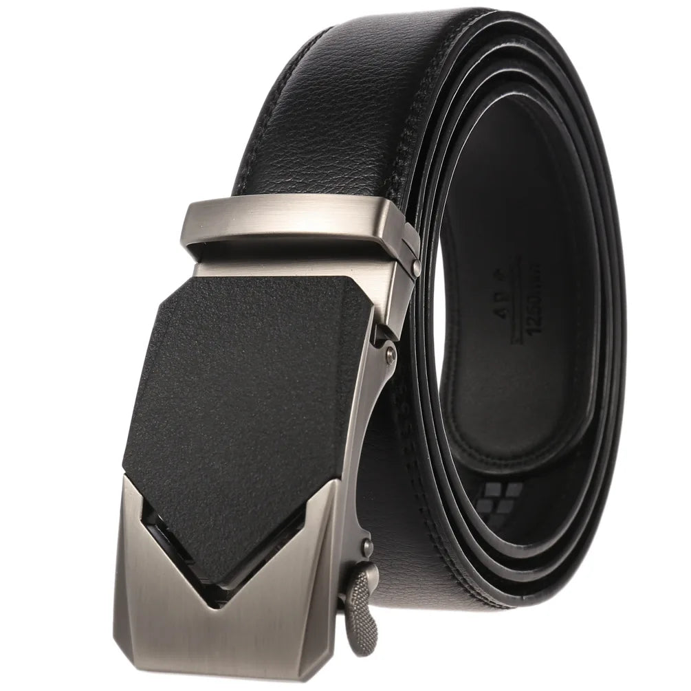 HKM-758931 Men's Casual Leather Belt with Multi-style Two-layer Buckle - Model LY36-000010-1