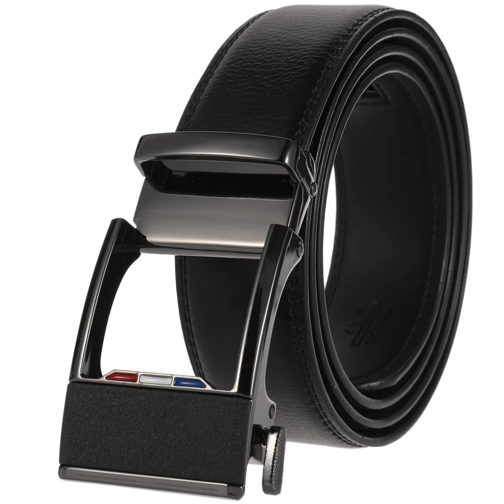 HKM-758931 Men's Casual Leather Belt with Multi-style Two-layer Buckle - Model LY36-000010-1
