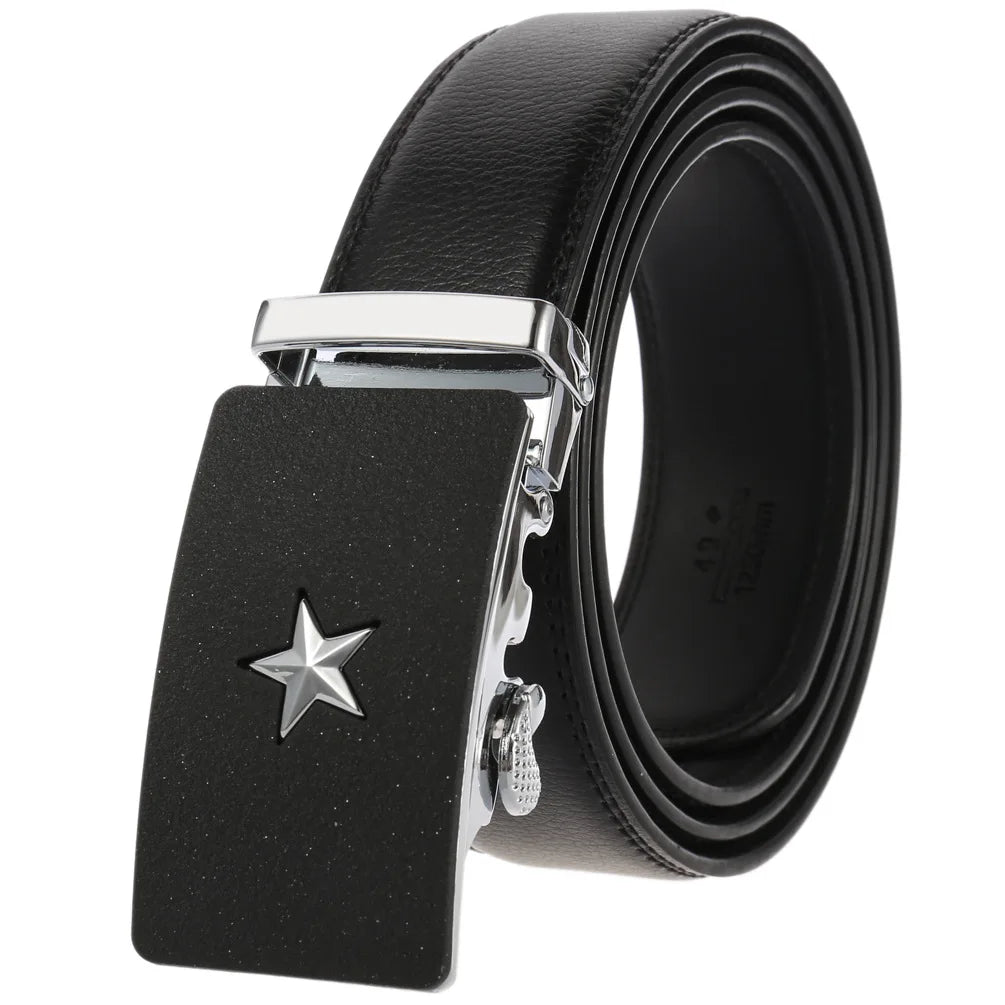 HKM-758931 Men's Casual Leather Belt with Multi-style Two-layer Buckle - Model LY36-000010-1