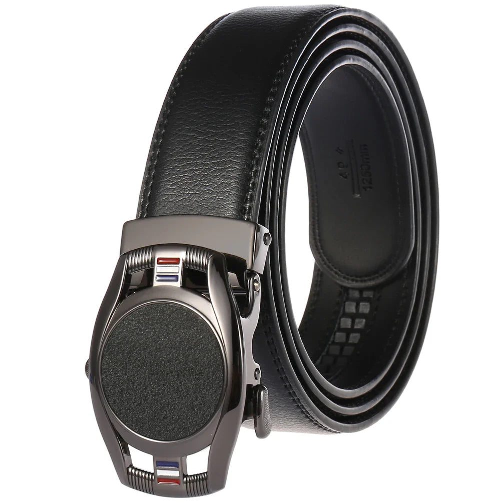 HKM-758931 Men's Casual Leather Belt with Multi-style Two-layer Buckle - Model LY36-000010-1