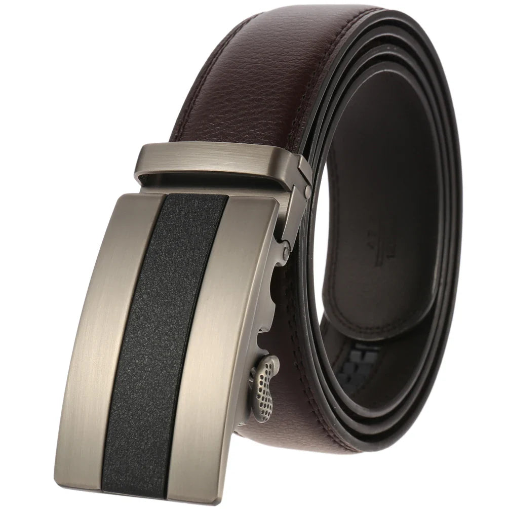 HKM-758931 Men's Casual Leather Belt with Multi-style Two-layer Buckle - Model LY36-000010-1