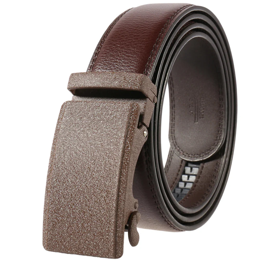 HKM-758931 Men's Casual Leather Belt with Multi-style Two-layer Buckle - Model LY36-000010-1