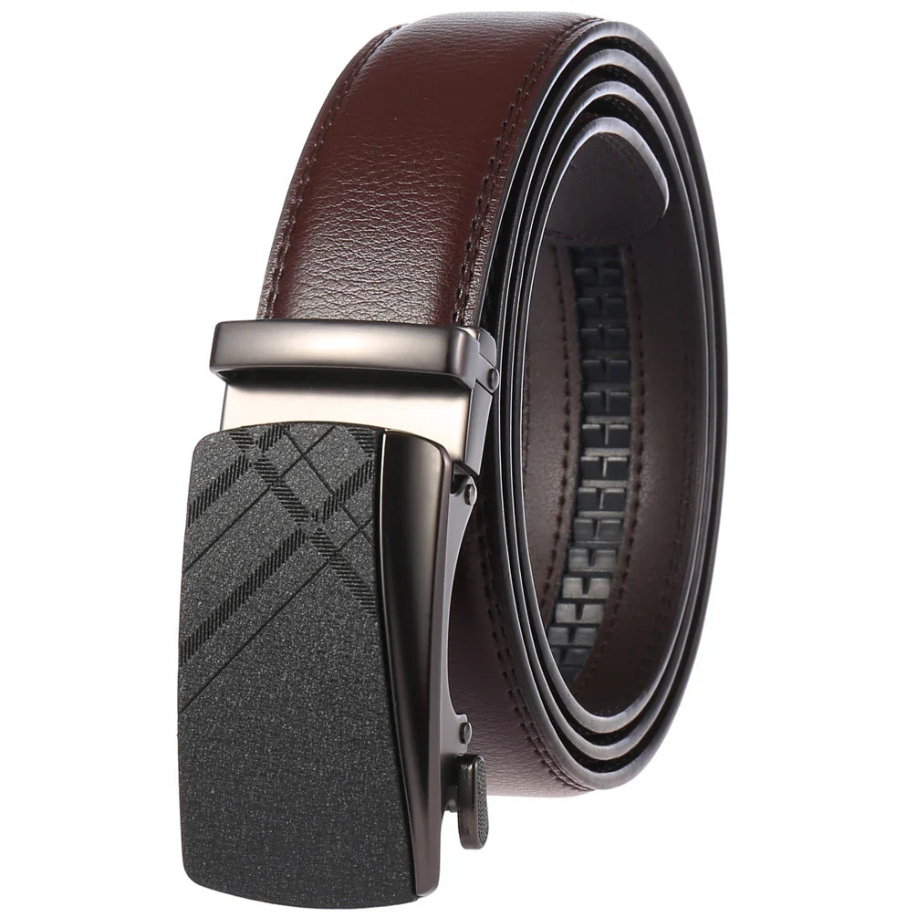 HKM-758931 Men's Casual Leather Belt with Multi-style Two-layer Buckle - Model LY36-000010-1