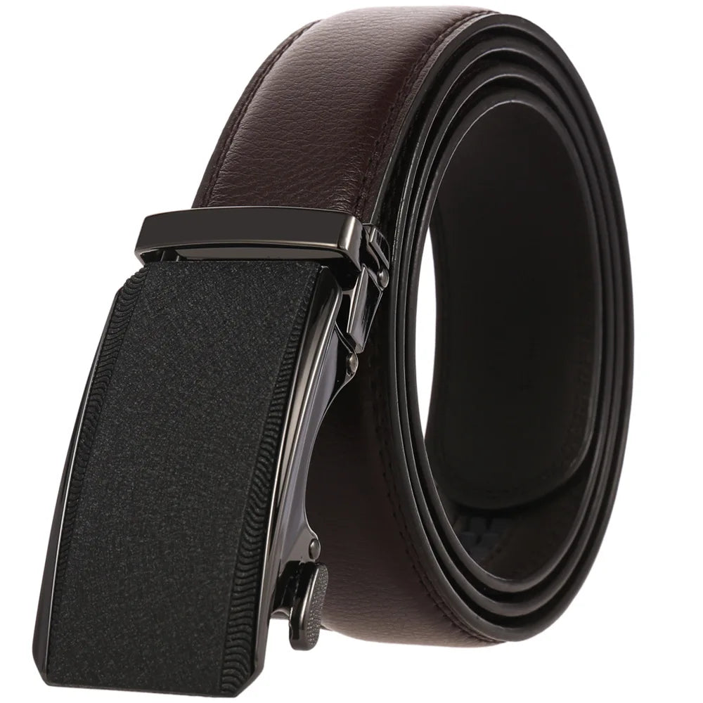 HKM-758931 Men's Casual Leather Belt with Multi-style Two-layer Buckle - Model LY36-000010-1