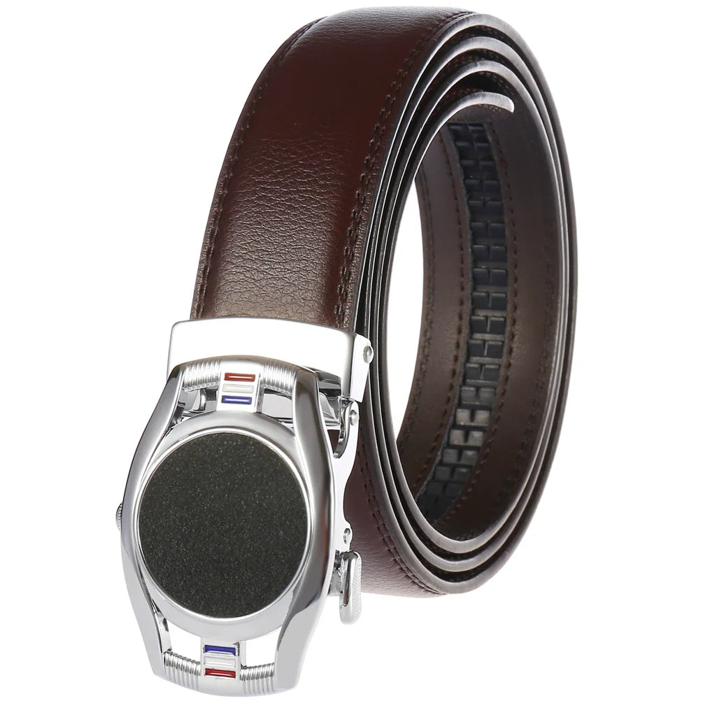 HKM-758931 Men's Casual Leather Belt with Multi-style Two-layer Buckle - Model LY36-000010-1