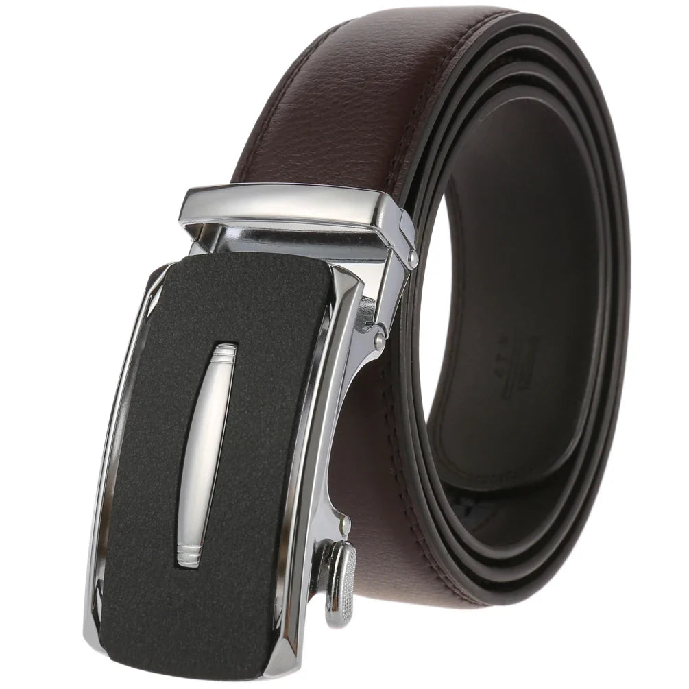 HKM-758931 Men's Casual Leather Belt with Multi-style Two-layer Buckle - Model LY36-000010-1