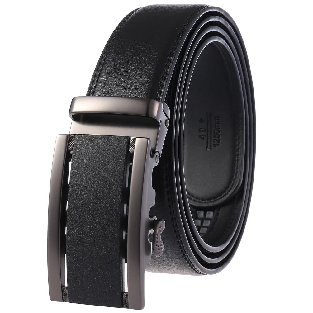 HKM-758931 Men's Casual Leather Belt with Multi-style Two-layer Buckle - Model LY36-000010-1