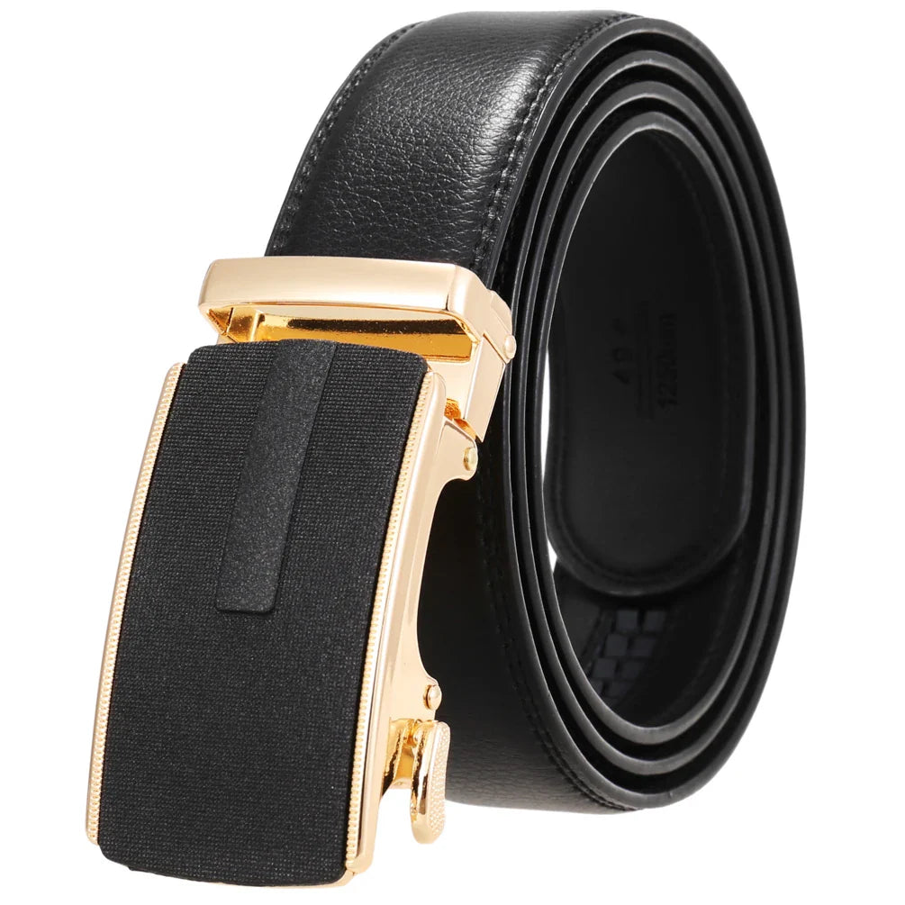 HKM-758931 Men's Casual Leather Belt with Multi-style Two-layer Buckle - Model LY36-000010-1
