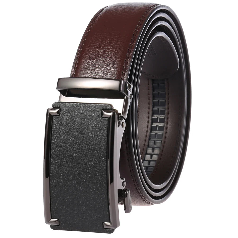 HKM-758931 Men's Casual Leather Belt with Multi-style Two-layer Buckle - Model LY36-000010-1