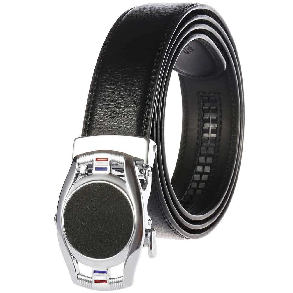HKM-758931 Men's Casual Leather Belt with Multi-style Two-layer Buckle - Model LY36-000010-1