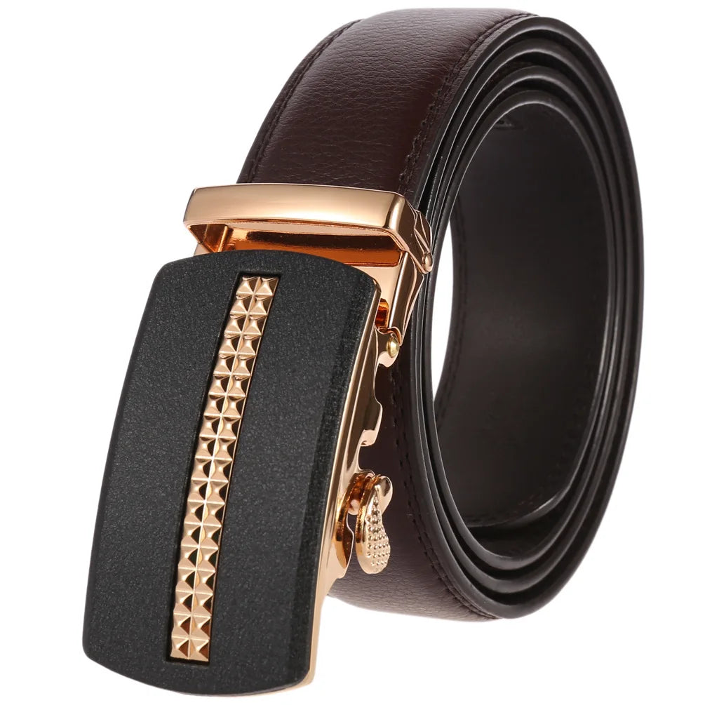 HKM-758931 Men's Casual Leather Belt with Multi-style Two-layer Buckle - Model LY36-000010-1