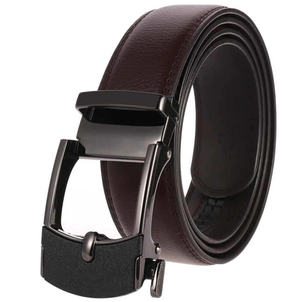 HKM-758931 Men's Casual Leather Belt with Multi-style Two-layer Buckle - Model LY36-000010-1