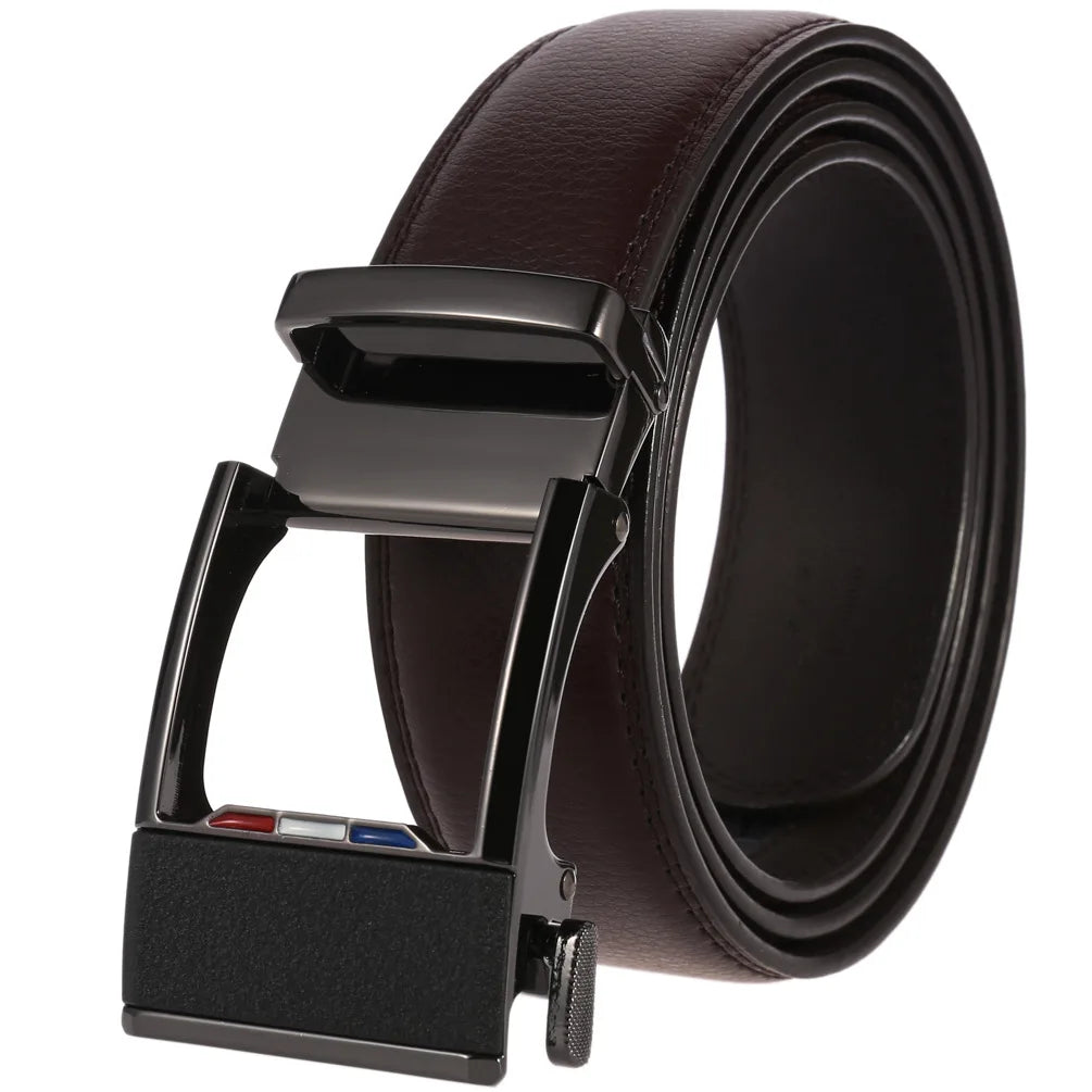 HKM-758931 Men's Casual Leather Belt with Multi-style Two-layer Buckle - Model LY36-000010-1