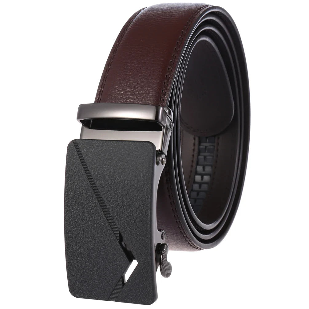 HKM-758931 Men's Casual Leather Belt with Multi-style Two-layer Buckle - Model LY36-000010-1