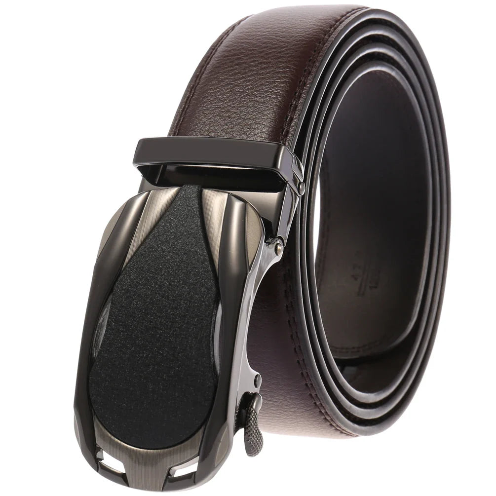 HKM-758931 Men's Casual Leather Belt with Multi-style Two-layer Buckle - Model LY36-000010-1