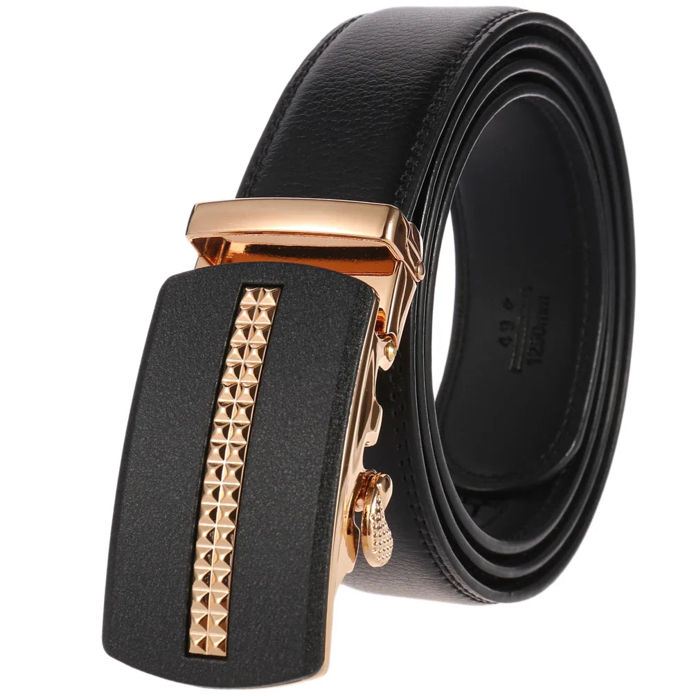 HKM-758931 Men's Casual Leather Belt with Multi-style Two-layer Buckle - Model LY36-000010-1
