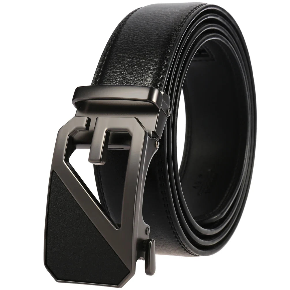 HKM-758931 Men's Casual Leather Belt with Multi-style Two-layer Buckle - Model LY36-000010-1