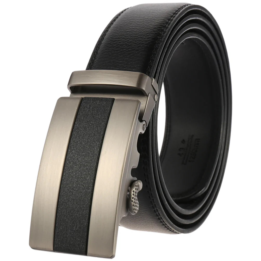 HKM-758931 Men's Casual Leather Belt with Multi-style Two-layer Buckle - Model LY36-000010-1