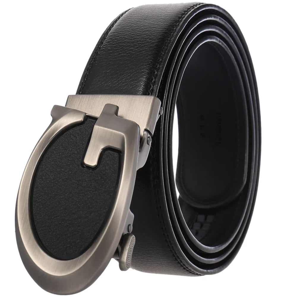 HKM-758931 Men's Casual Leather Belt with Multi-style Two-layer Buckle - Model LY36-000010-1