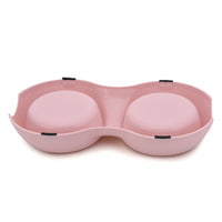 HKM-947923 Round Double Bowl for Pet Water - Durable Plastic and Stainless Steel, Easy to Clean