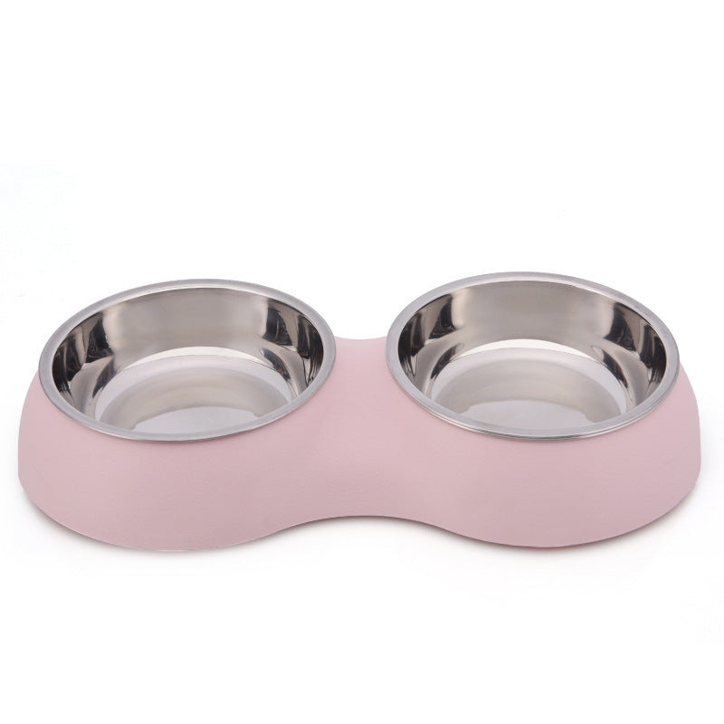 HKM-947923 Round Double Bowl for Pet Water - Durable Plastic and Stainless Steel, Easy to Clean