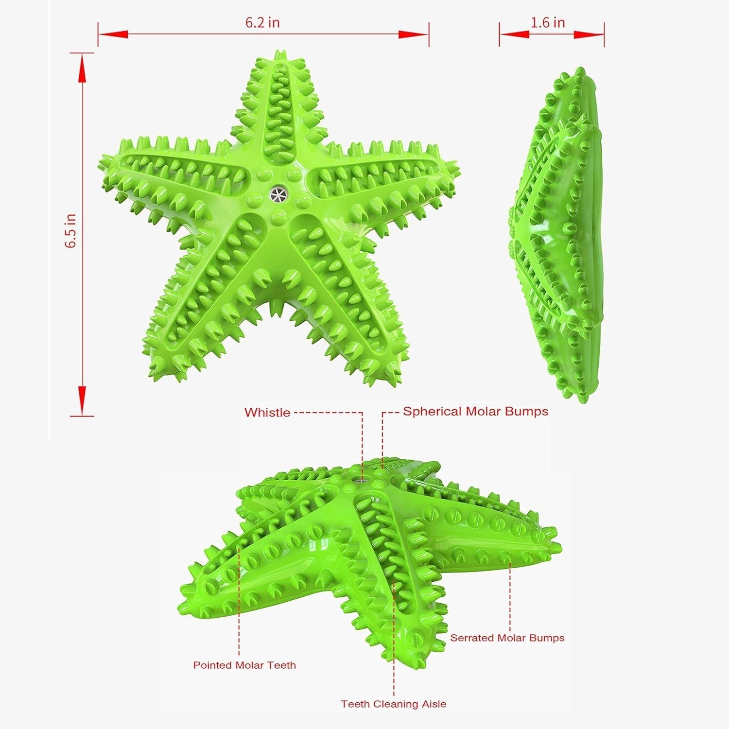 HKM-689427 Natural Toothbrush for Small and Medium Dogs - Starfish Design for Effective Teeth Cleaning