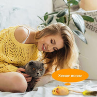 HKM-361427 Interactive LED Cat Mouse Toy with USB Rechargeable Battery, Automatic Movement and Chirping Sounds, Engaging for Indoor Play for All Cat Breeds