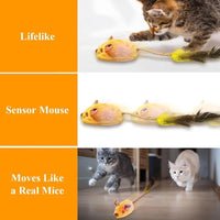 HKM-361427 Interactive LED Cat Mouse Toy with USB Rechargeable Battery, Automatic Movement and Chirping Sounds, Engaging for Indoor Play for All Cat Breeds