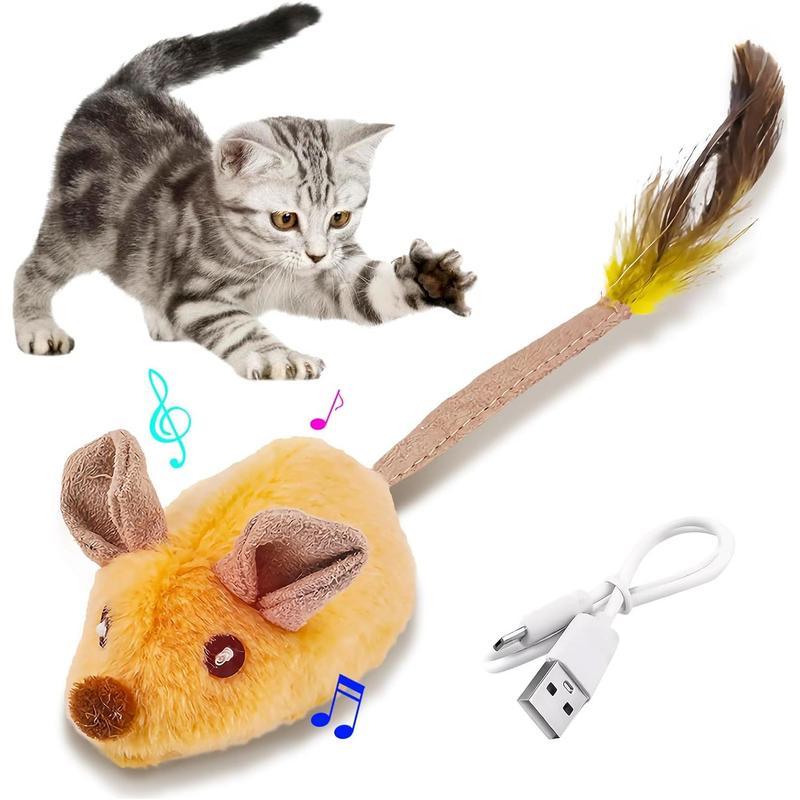HKM-361427 Interactive LED Cat Mouse Toy with USB Rechargeable Battery, Automatic Movement and Chirping Sounds, Engaging for Indoor Play for All Cat Breeds
