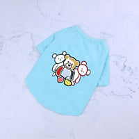 HKM-943059 Cute Cotton Short Sleeve Pet T-shirt featuring Adorable Three Bears Design in Various Colors