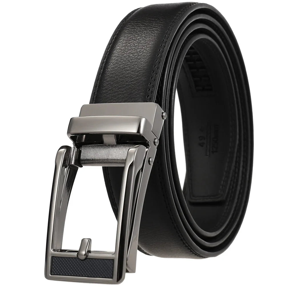 HKM-511443 Men's 3.0CM Cowhide Automatic Buckle Belt - Versatile Fashion Accessory