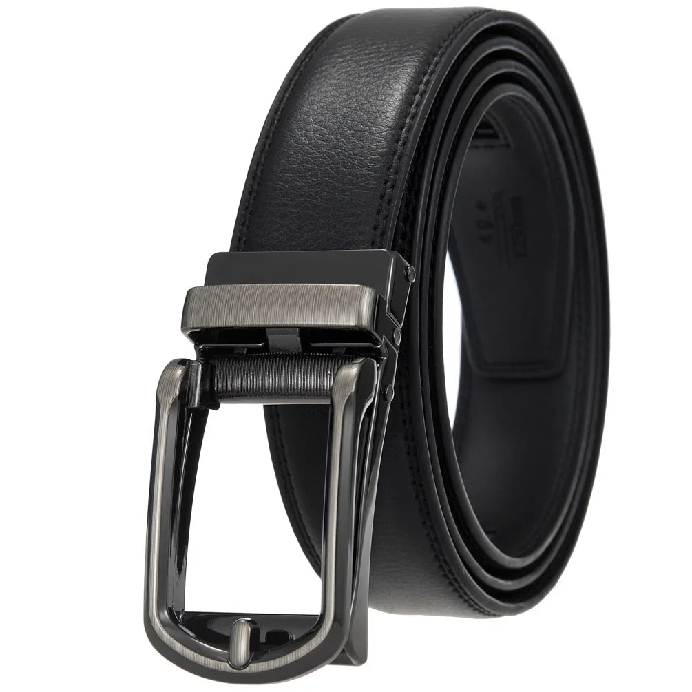 HKM-511443 Men's 3.0CM Cowhide Automatic Buckle Belt - Versatile Fashion Accessory