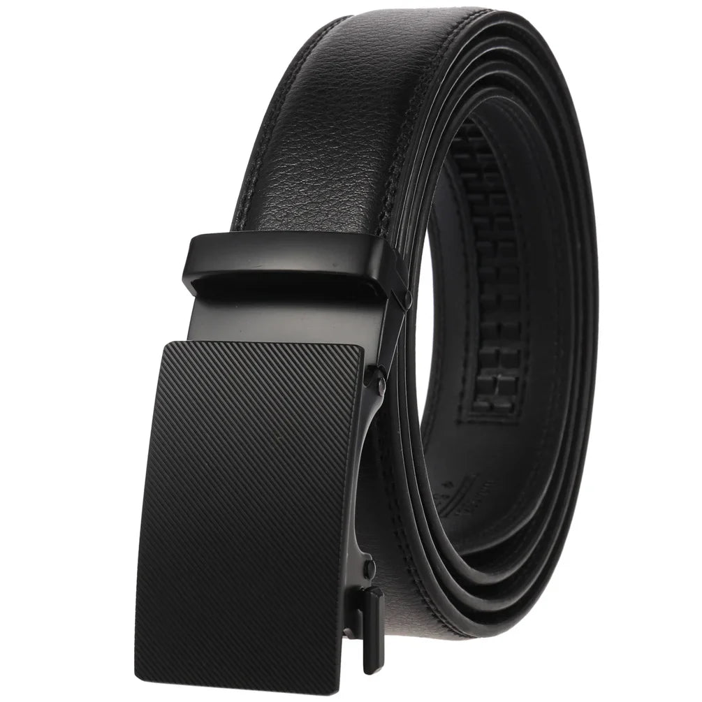 HKM-511443 Men's 3.0CM Cowhide Automatic Buckle Belt - Versatile Fashion Accessory