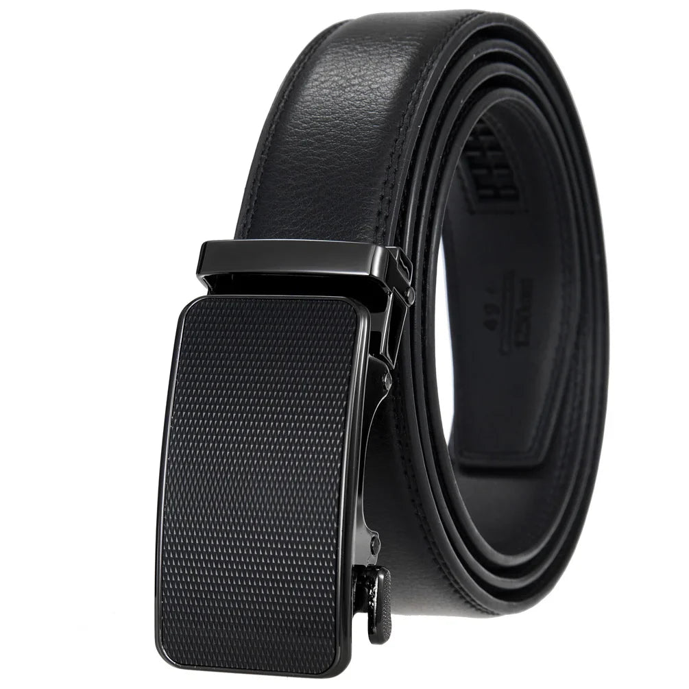 HKM-511443 Men's 3.0CM Cowhide Automatic Buckle Belt - Versatile Fashion Accessory