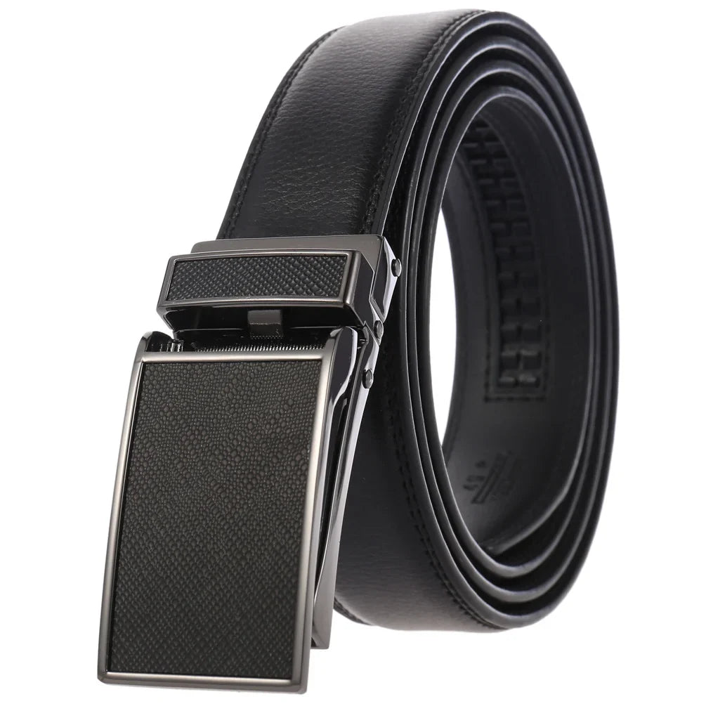 HKM-511443 Men's 3.0CM Cowhide Automatic Buckle Belt - Versatile Fashion Accessory