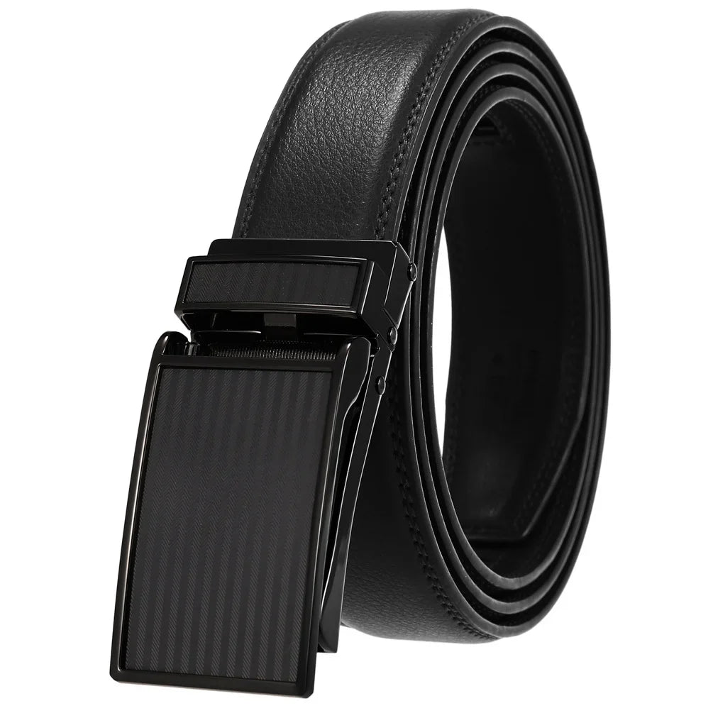 HKM-511443 Men's 3.0CM Cowhide Automatic Buckle Belt - Versatile Fashion Accessory