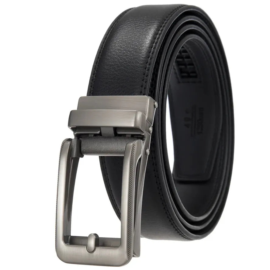 HKM-511443 Men's 3.0CM Cowhide Automatic Buckle Belt - Versatile Fashion Accessory