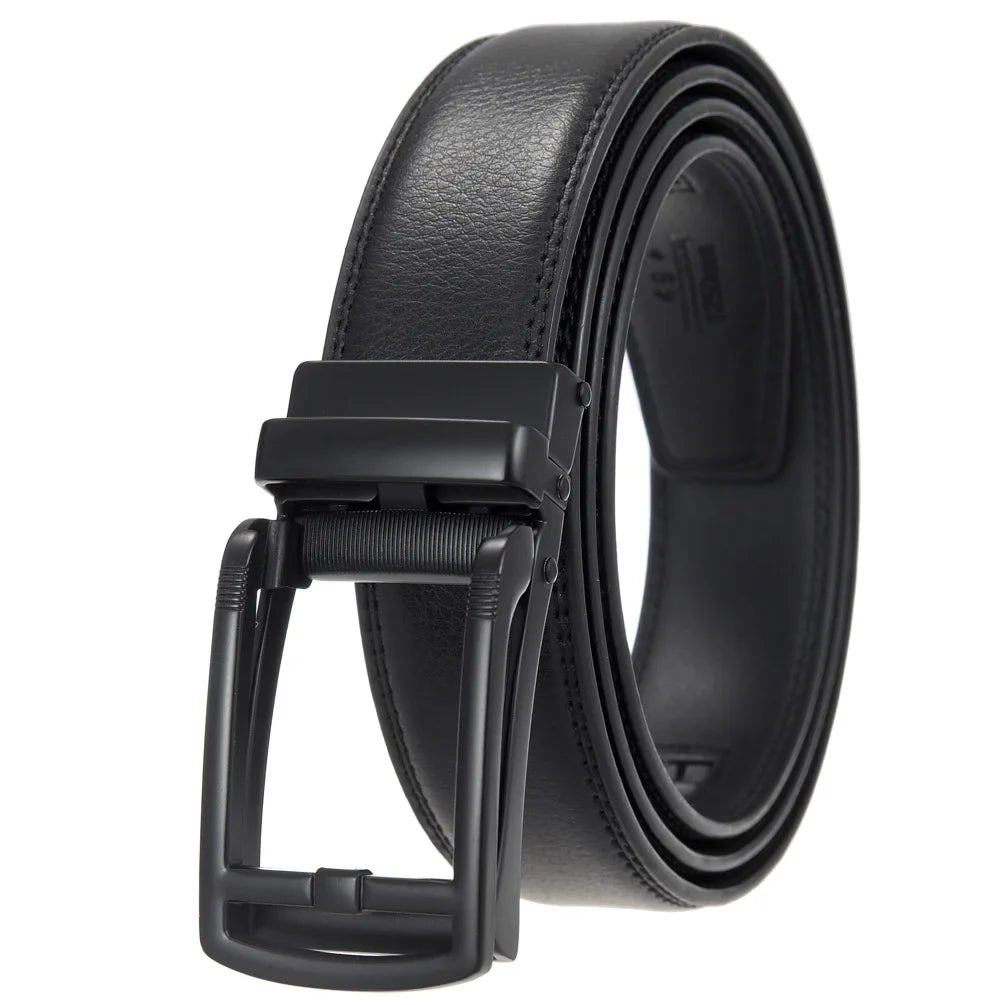 HKM-511443 Men's 3.0CM Cowhide Automatic Buckle Belt - Versatile Fashion Accessory