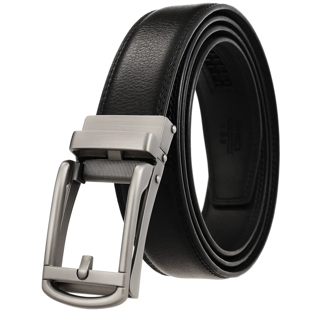 HKM-511443 Men's 3.0CM Cowhide Automatic Buckle Belt - Versatile Fashion Accessory
