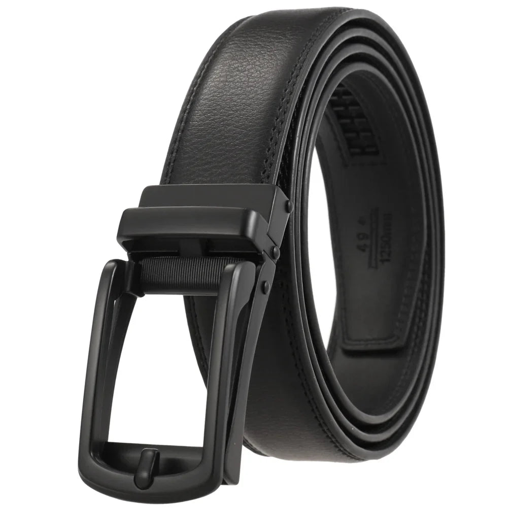 HKM-511443 Men's 3.0CM Cowhide Automatic Buckle Belt - Versatile Fashion Accessory