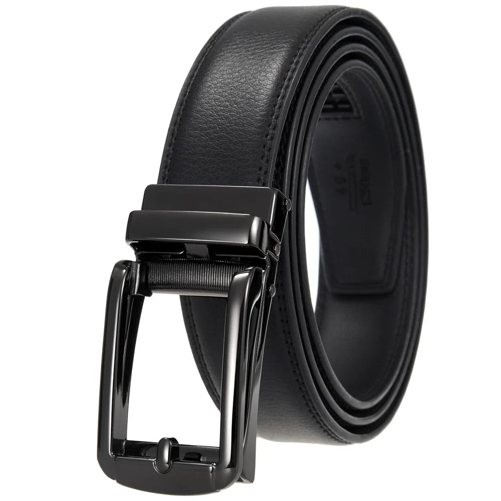HKM-511443 Men's 3.0CM Cowhide Automatic Buckle Belt - Versatile Fashion Accessory