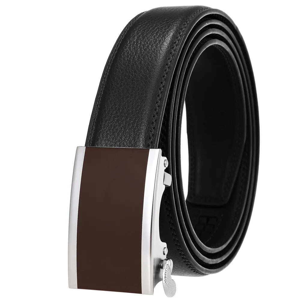 HKM-511443 Men's 3.0CM Cowhide Automatic Buckle Belt - Versatile Fashion Accessory