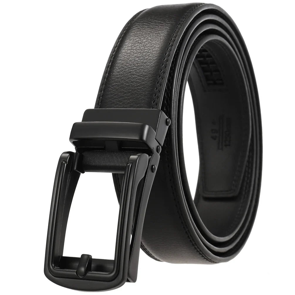HKM-511443 Men's 3.0CM Cowhide Automatic Buckle Belt - Versatile Fashion Accessory