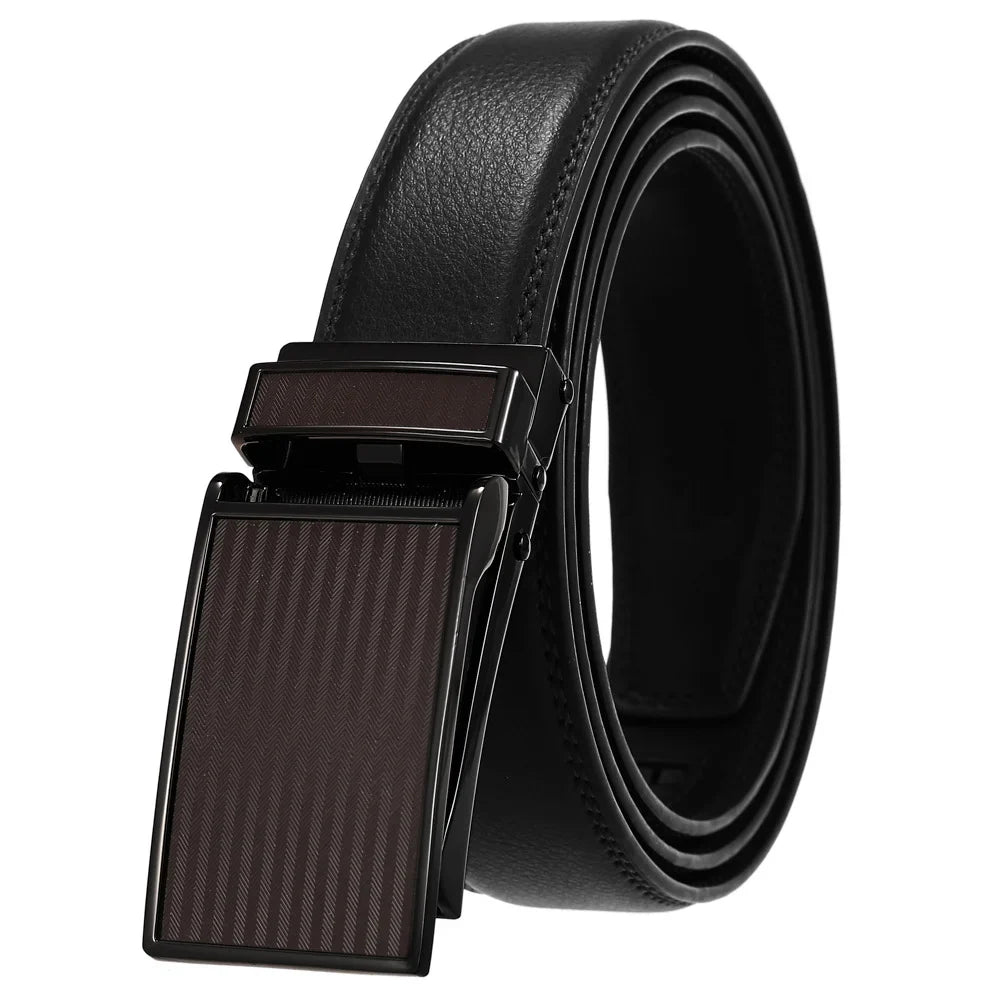 HKM-511443 Men's 3.0CM Cowhide Automatic Buckle Belt - Versatile Fashion Accessory