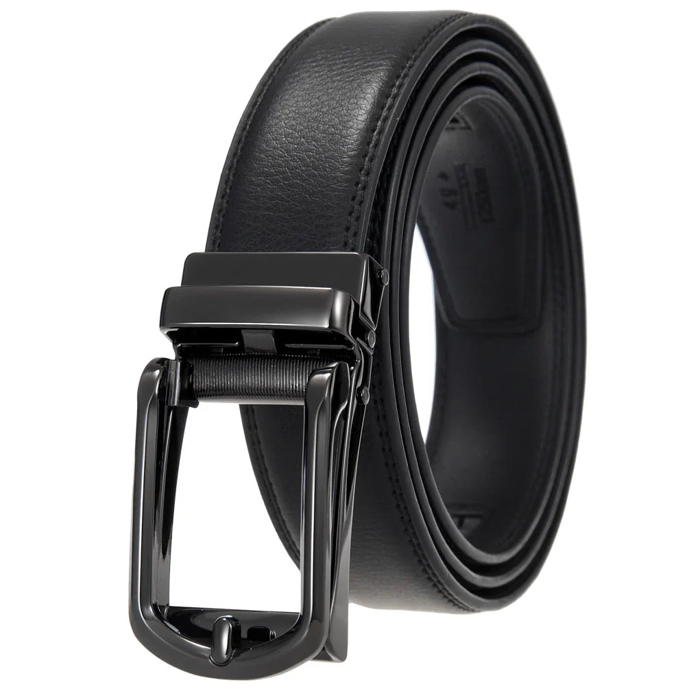 HKM-511443 Men's 3.0CM Cowhide Automatic Buckle Belt - Versatile Fashion Accessory