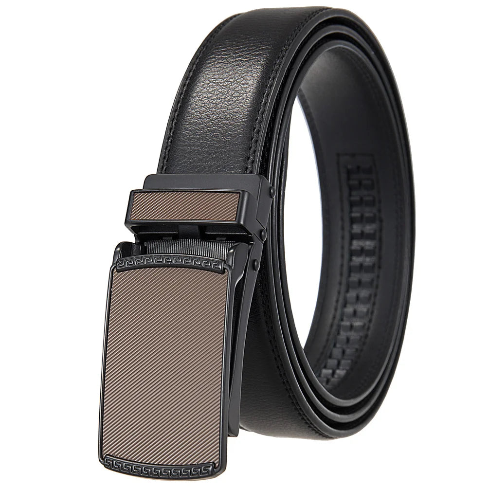 HKM-511443 Men's 3.0CM Cowhide Automatic Buckle Belt - Versatile Fashion Accessory