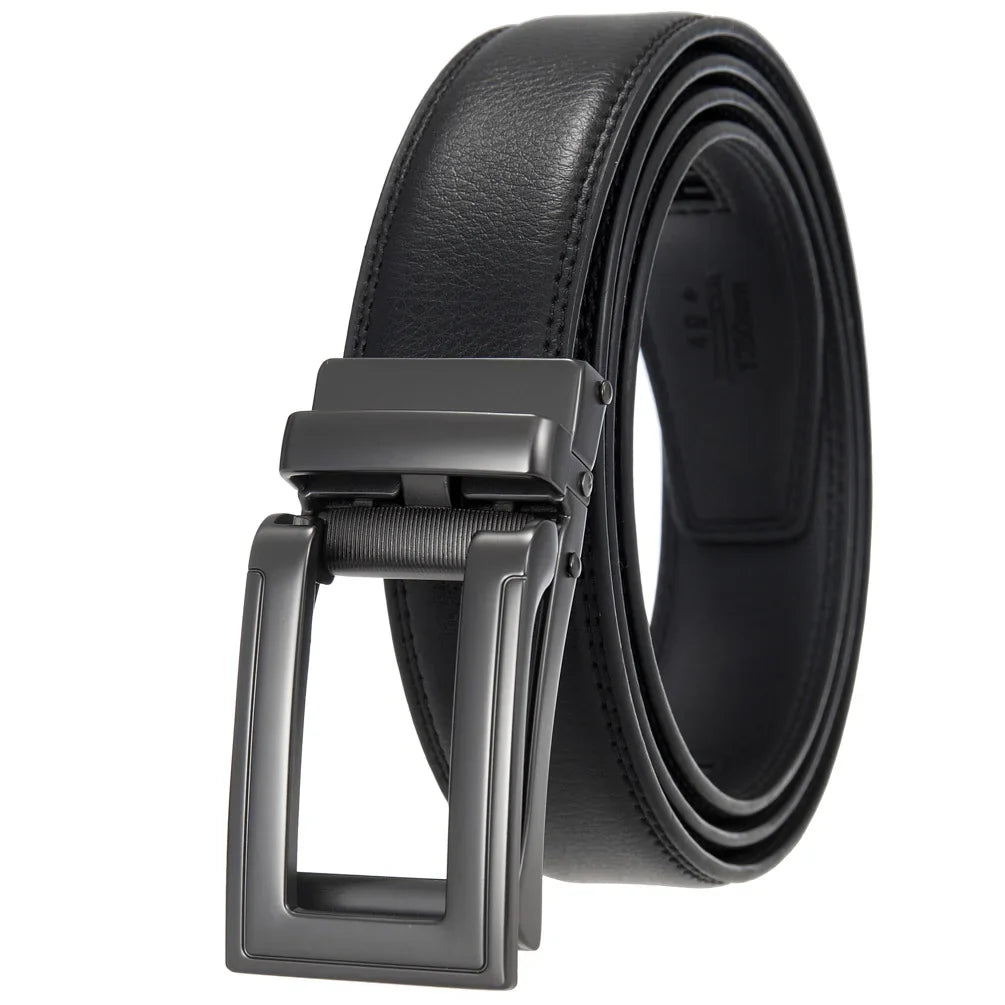 HKM-511443 Men's 3.0CM Cowhide Automatic Buckle Belt - Versatile Fashion Accessory
