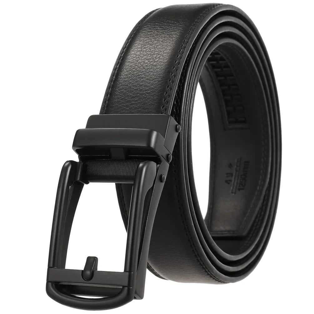 HKM-511443 Men's 3.0CM Cowhide Automatic Buckle Belt - Versatile Fashion Accessory
